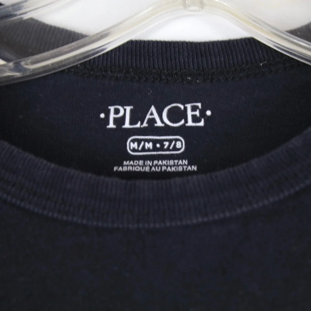 The Children's Place Black Green Sports Long Sleeve‎ Graphic T-Shirt Boys Size M